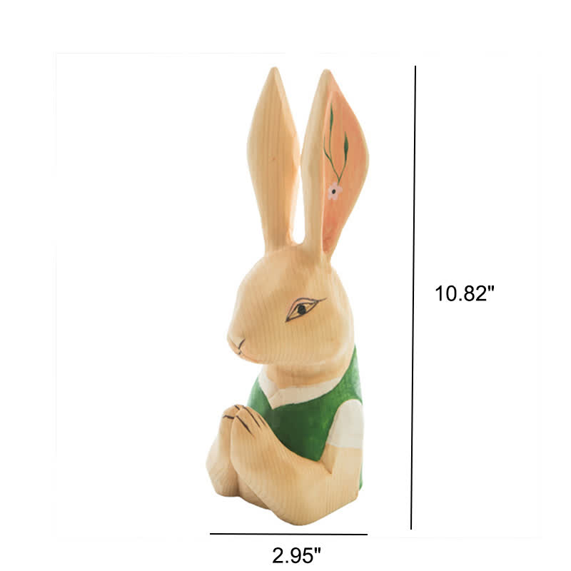 Easter Wood Carving Praying Bunny Ornament