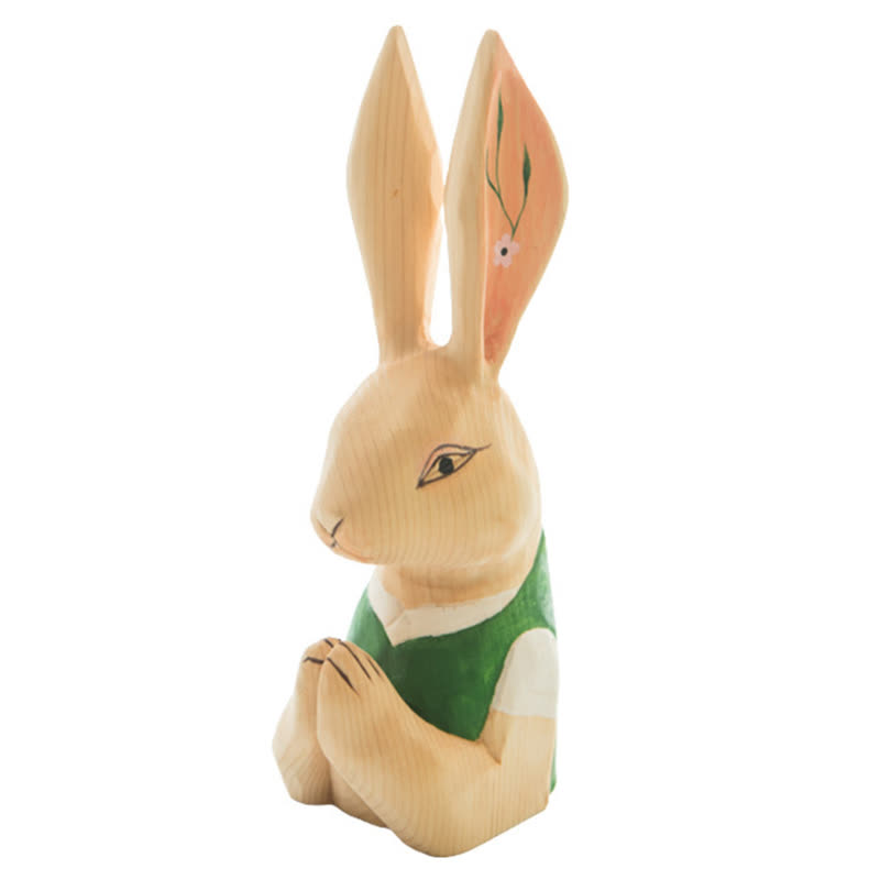 Easter Wood Carving Praying Bunny Ornament