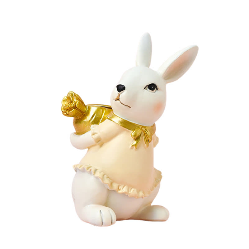 Easter Resin Bunny Candlestick Decorative Ornament