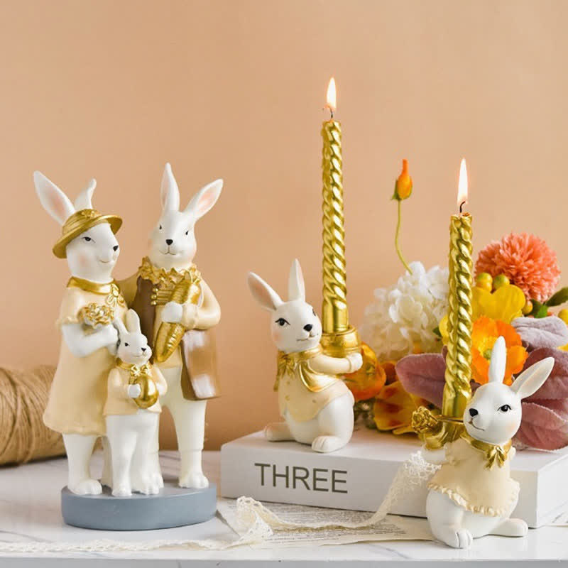 Easter Resin Bunny Candlestick Decorative Ornament