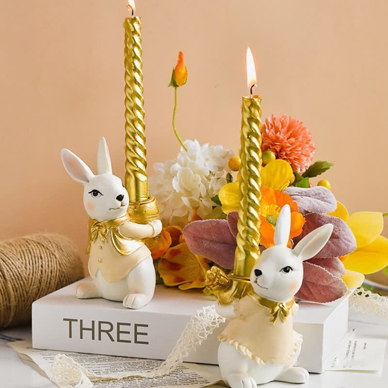 Easter Resin Bunny Candlestick Decorative Ornament