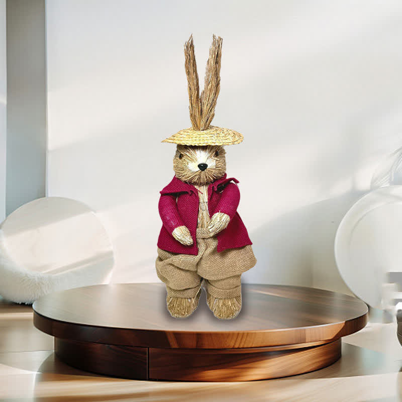 Retro Easter Straw Bunny Ornament