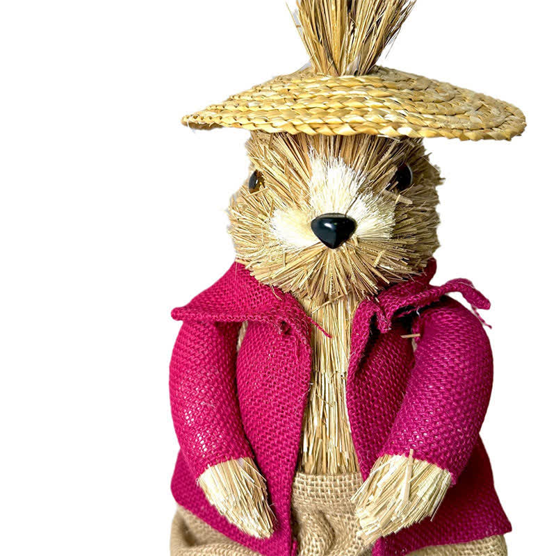 Retro Easter Straw Bunny Ornament