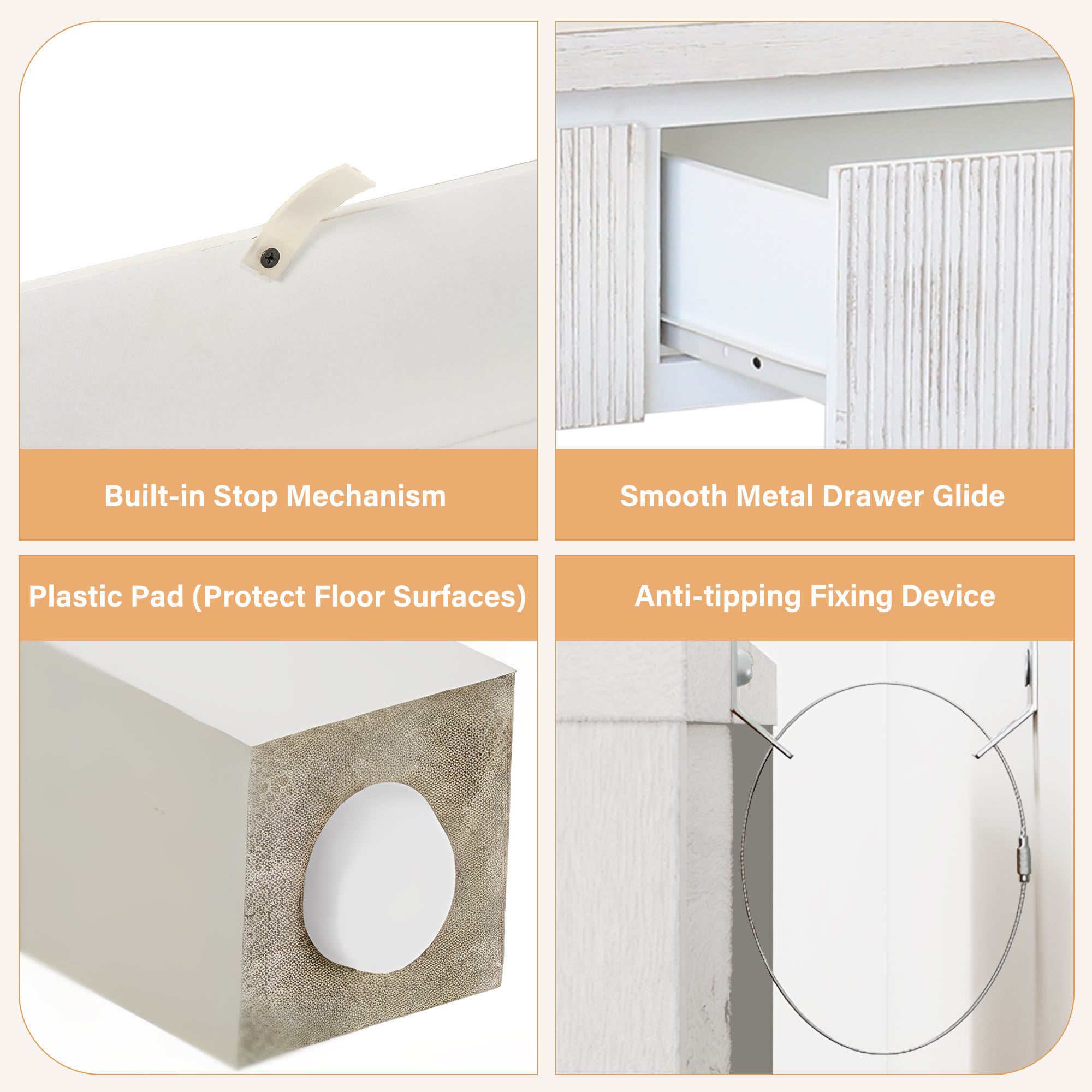 55.12  Wood Distressed Pattern Console Table Sofa Table With 2 Drawers