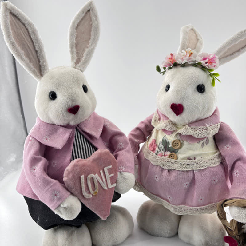 Easter Pink Bunny Couple Decorative Ornaments