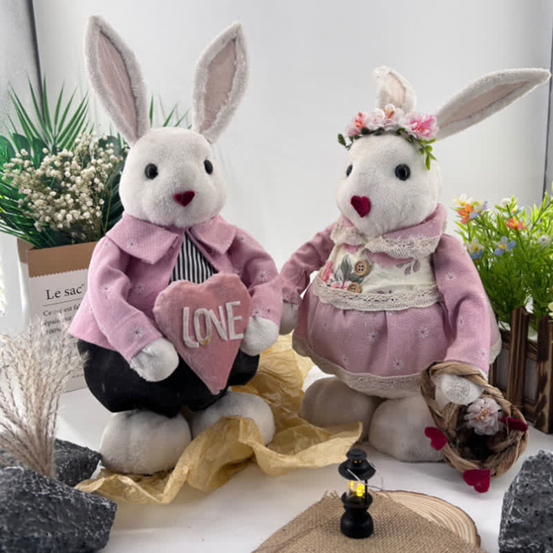 Easter Pink Bunny Couple Decorative Ornaments