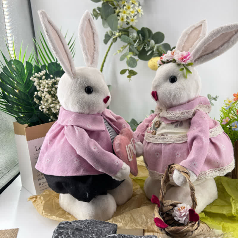 Easter Pink Bunny Couple Decorative Ornaments