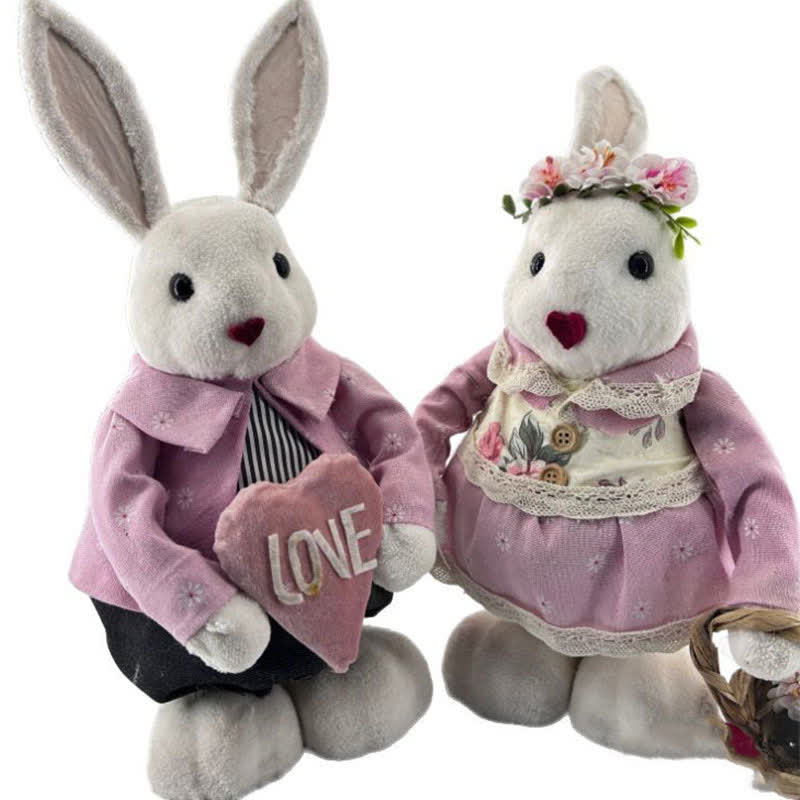 Easter Pink Bunny Couple Decorative Ornaments