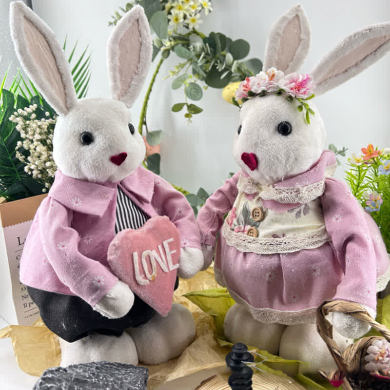 Easter Pink Bunny Couple Decorative Ornaments