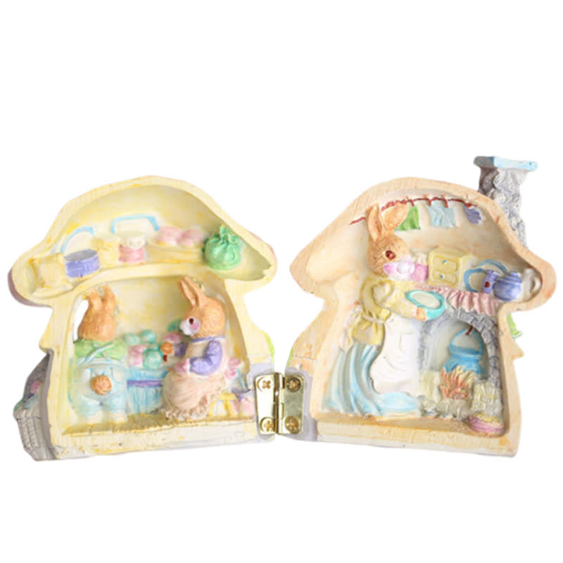 Easter Resin Bunny Mushroom House Ornament