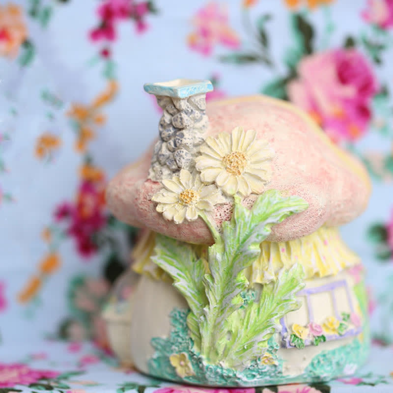 Easter Resin Bunny Mushroom House Ornament