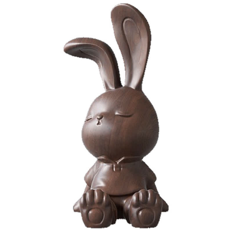 Wooden Carved Rabbit Phone Holder Ornament