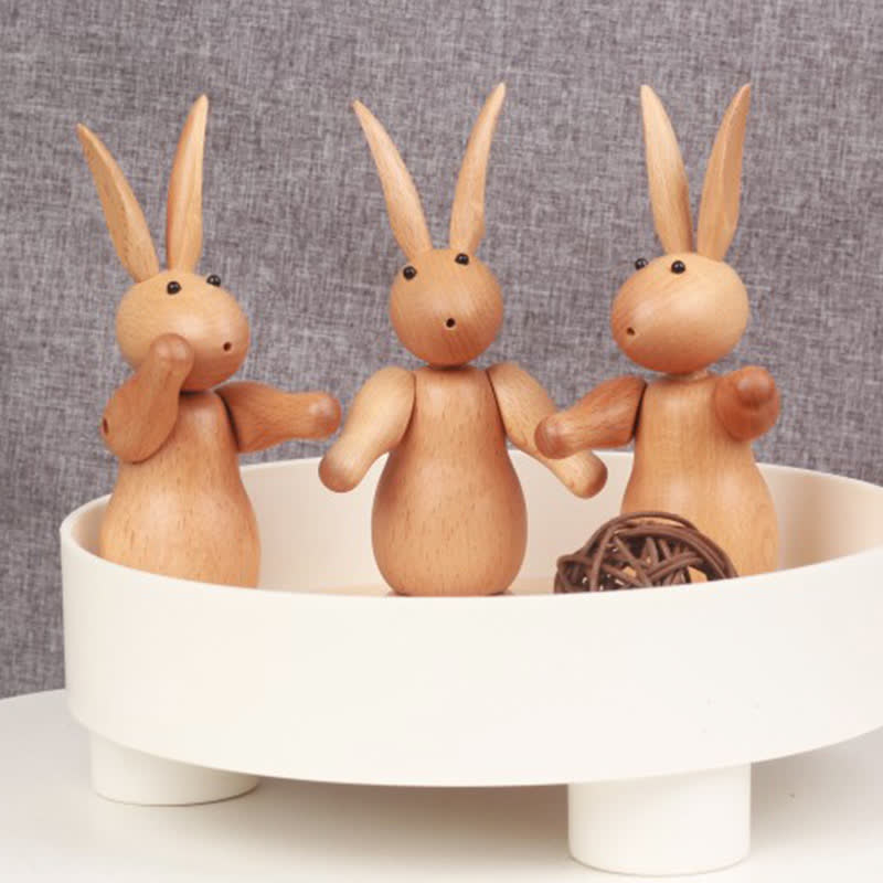 Easter Solid Wood Rabbit Home Decor Ornament