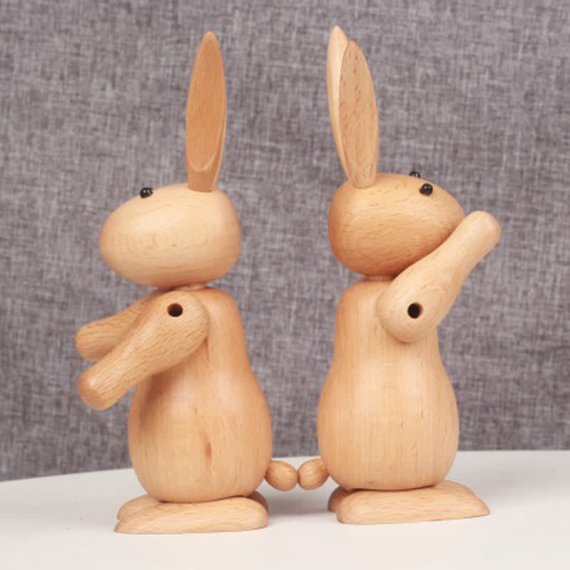 Easter Solid Wood Rabbit Home Decor Ornament