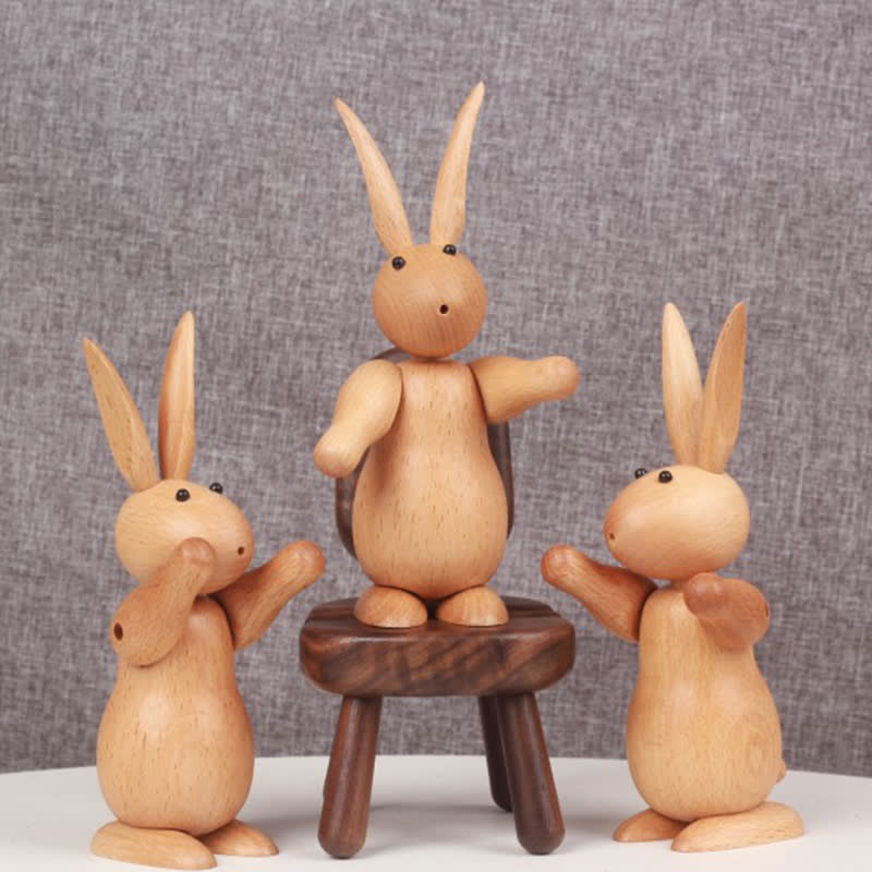 Easter Solid Wood Rabbit Home Decor Ornament