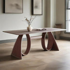 Mid-century Trapezoidal Solid Wood Base Dining Table