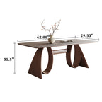 Mid-century Trapezoidal Solid Wood Base Dining Table