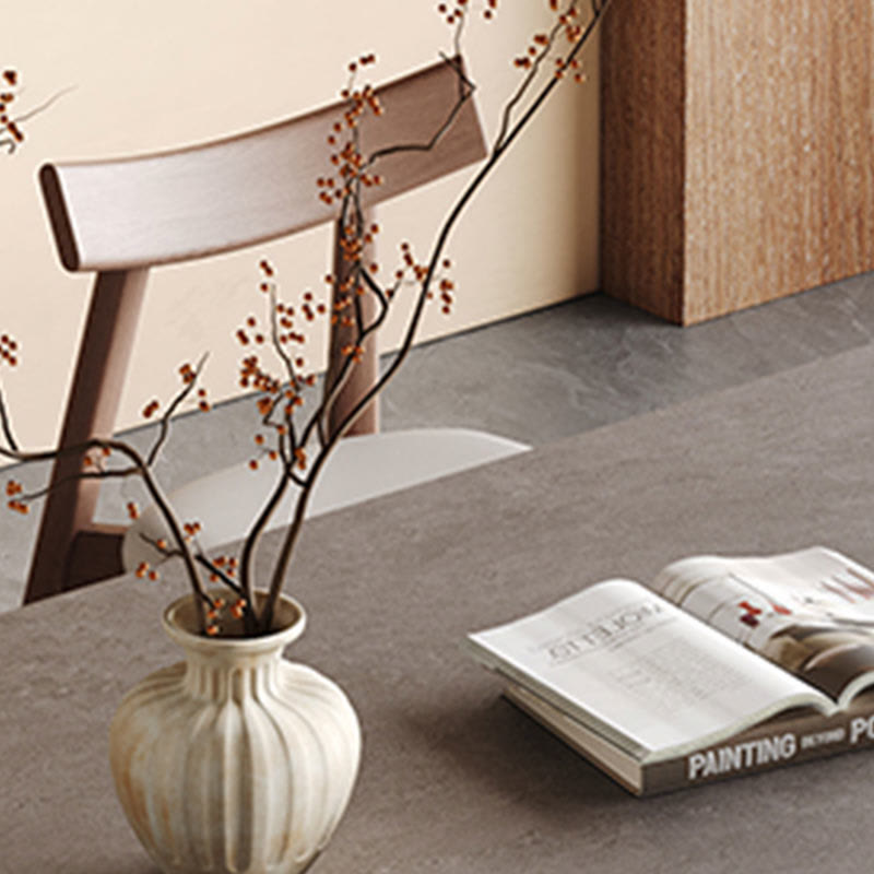 Mid-century Trapezoidal Solid Wood Base Dining Table Set