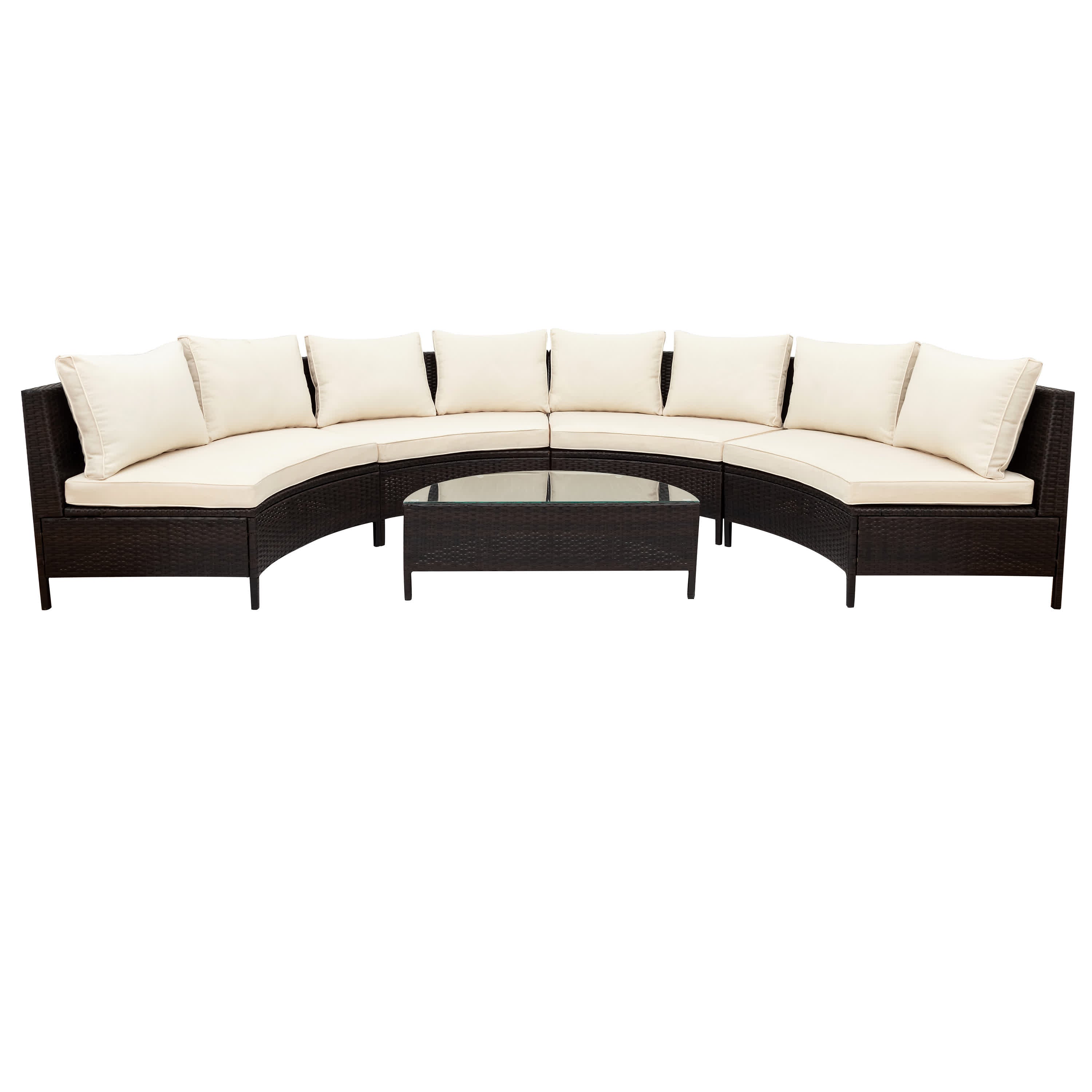 5Pcs Outdoor Patio Sectional Furniture Half-Moon Sofa Set