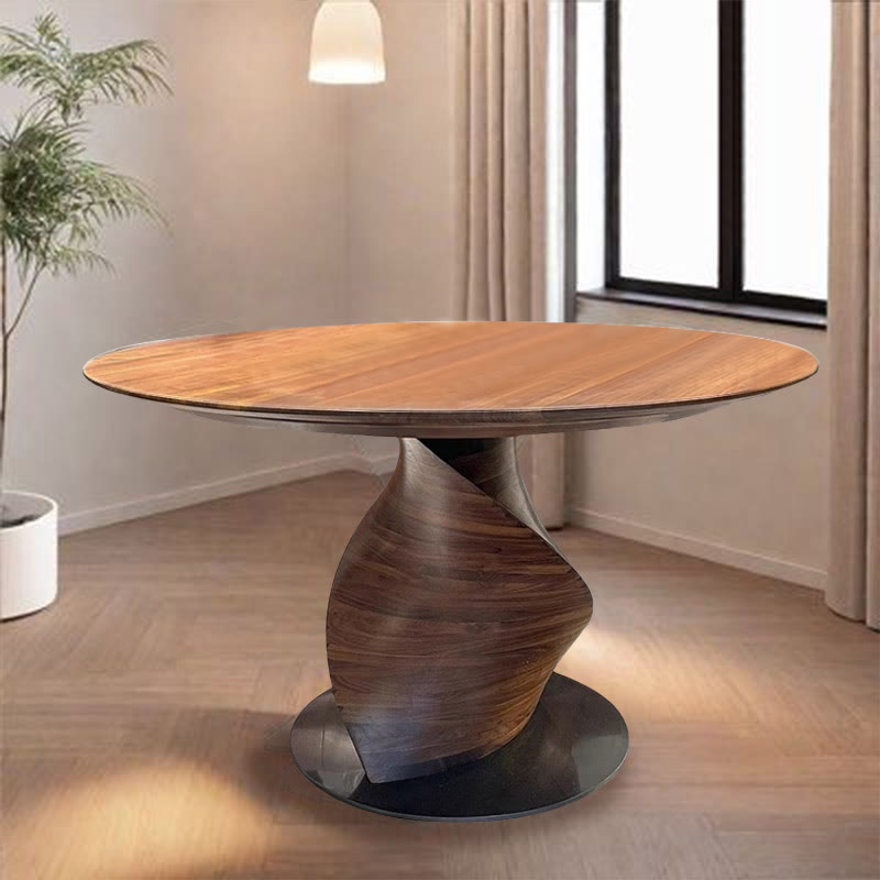 Walnut Shaped Design Round Dining Table