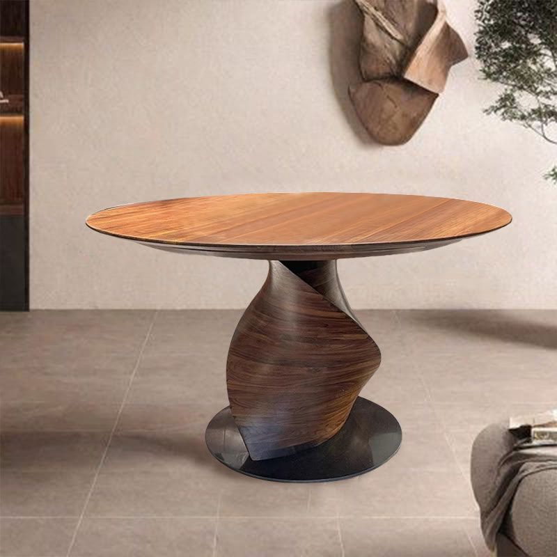 Walnut Shaped Design Round Dining Table