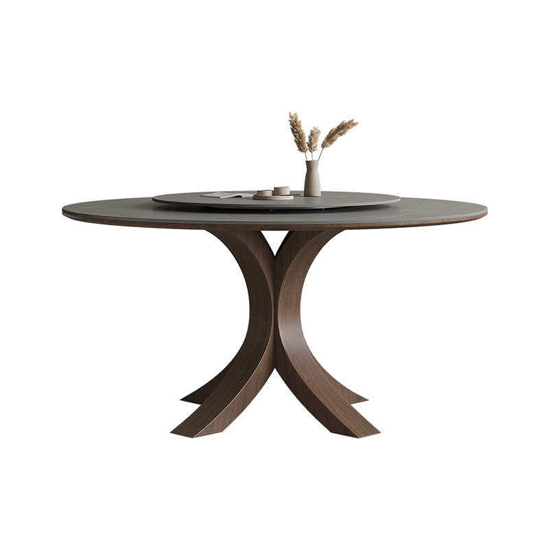 Round Wood Slate Dining Table