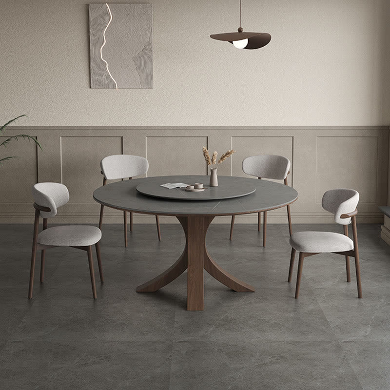 Round Wood Slate Dining Table