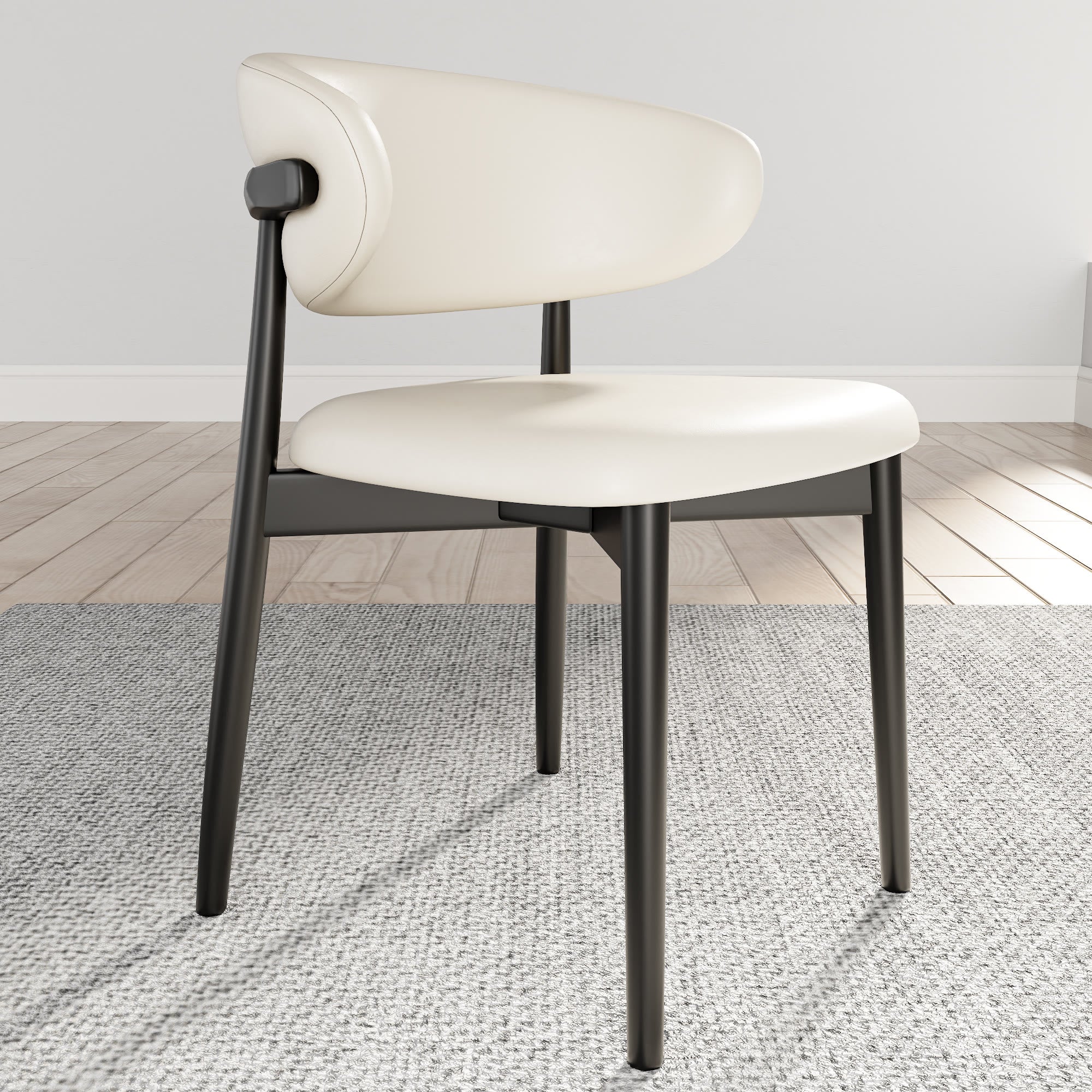 2x/4x/6x Armless Cream-padded Backrest Dining Chair