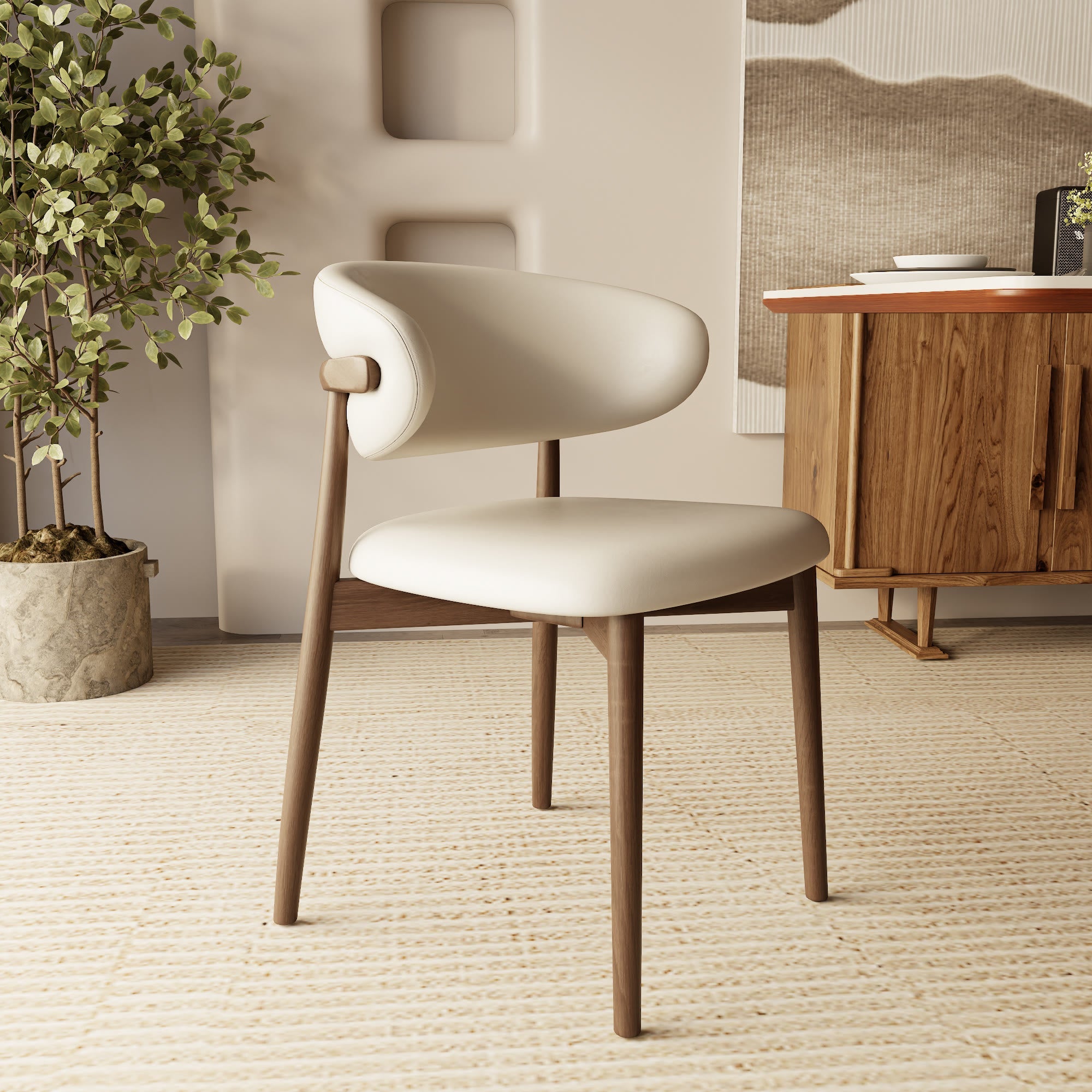 2x/4x/6x Retro Armless Dining Chairs With Curved Backrest