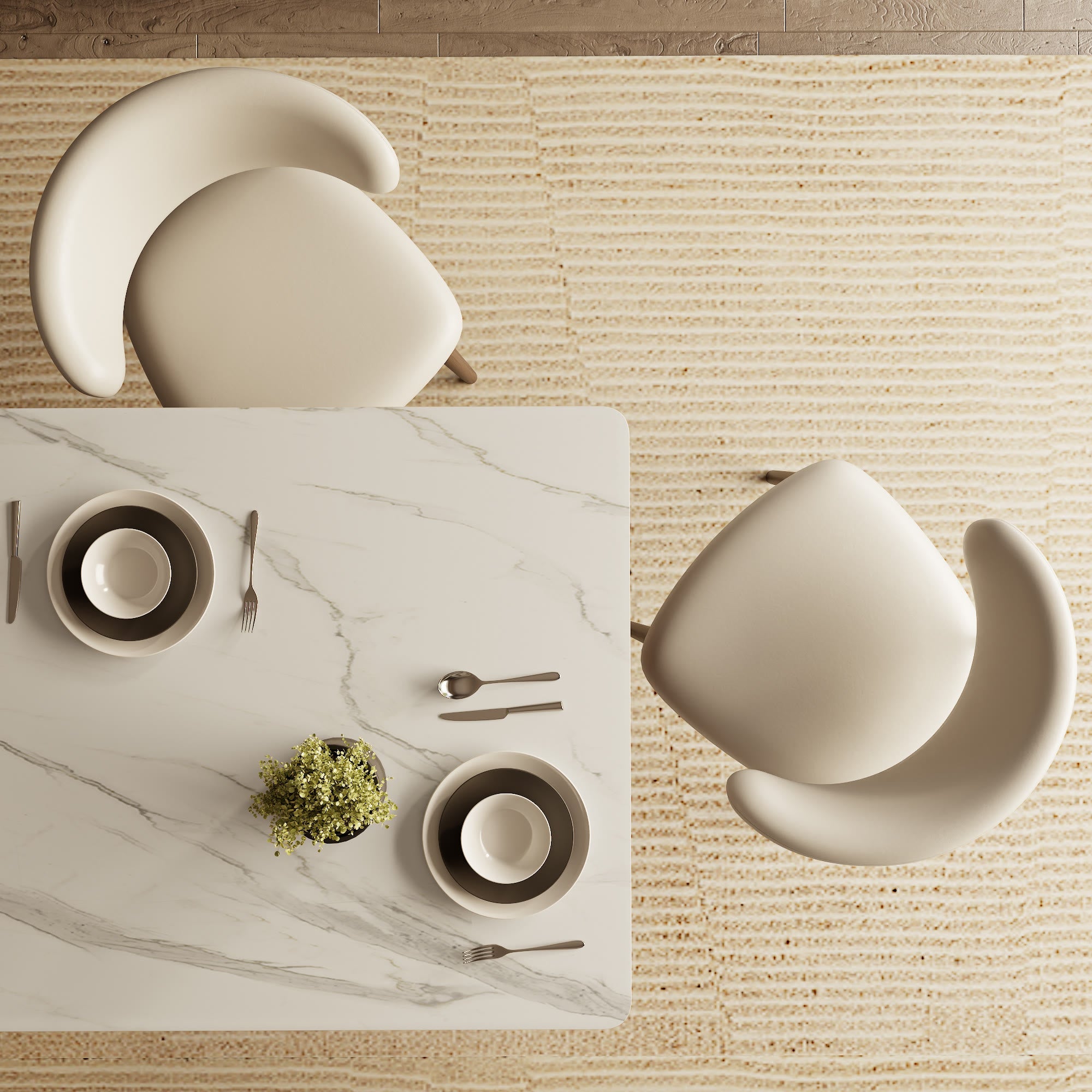 2x/4x/6x Retro Armless Dining Chairs With Curved Backrest