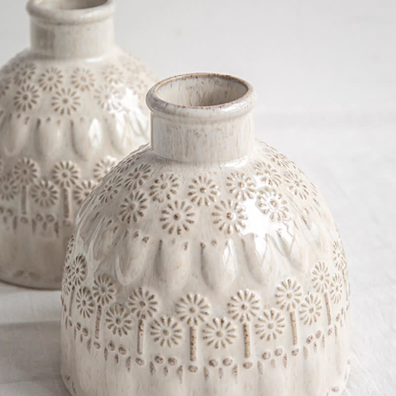 Vintage Embossed Ceramic Vase Home Ornament