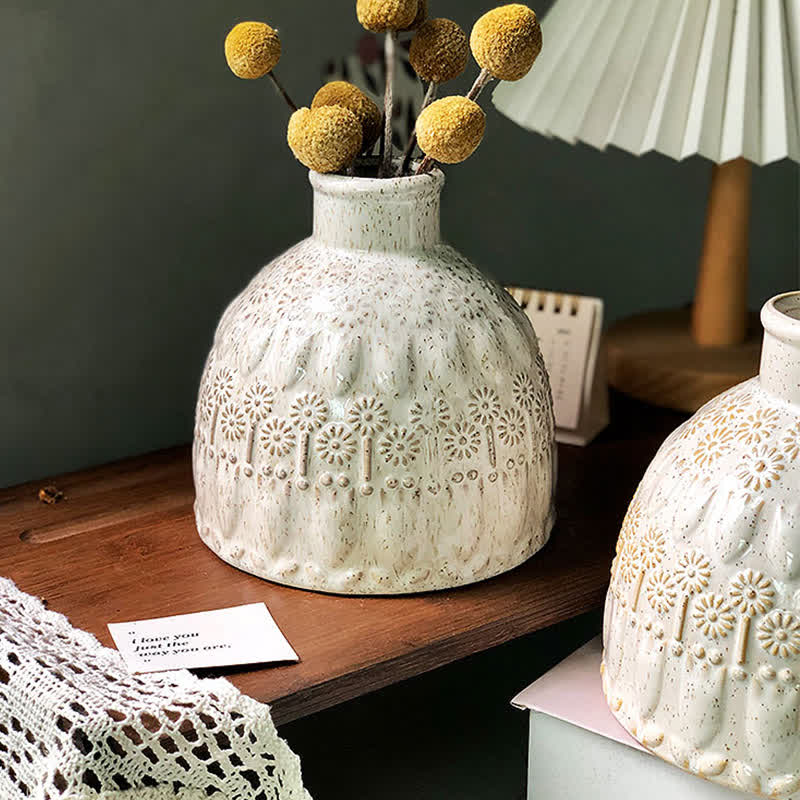 Vintage Embossed Ceramic Vase Home Ornament