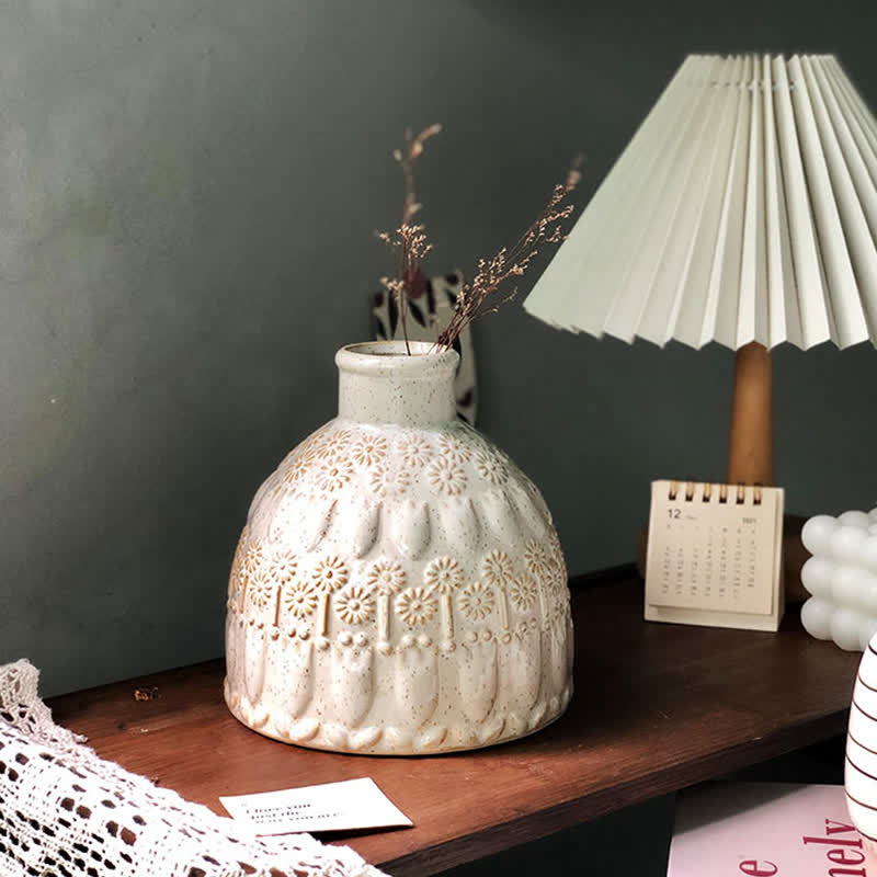 Vintage Embossed Ceramic Vase Home Ornament
