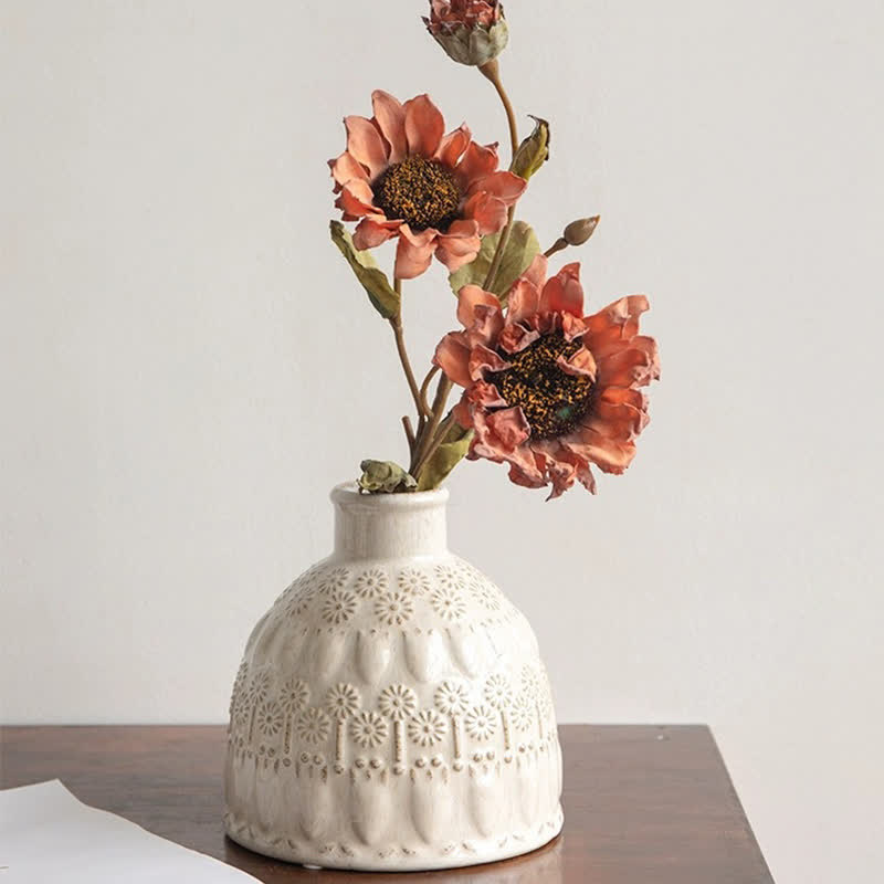 Vintage Embossed Ceramic Vase Home Ornament