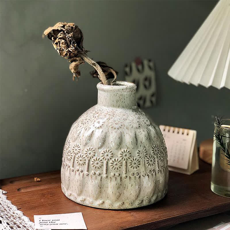 Vintage Embossed Ceramic Vase Home Ornament