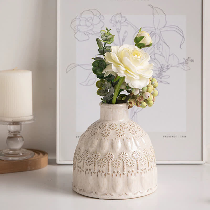 Vintage Embossed Ceramic Vase Home Ornament
