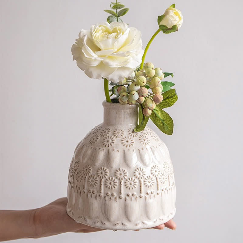 Vintage Embossed Ceramic Vase Home Ornament