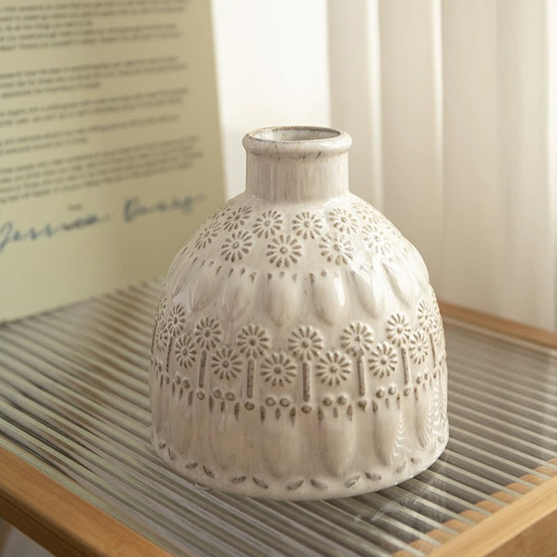 Vintage Embossed Ceramic Vase Home Ornament