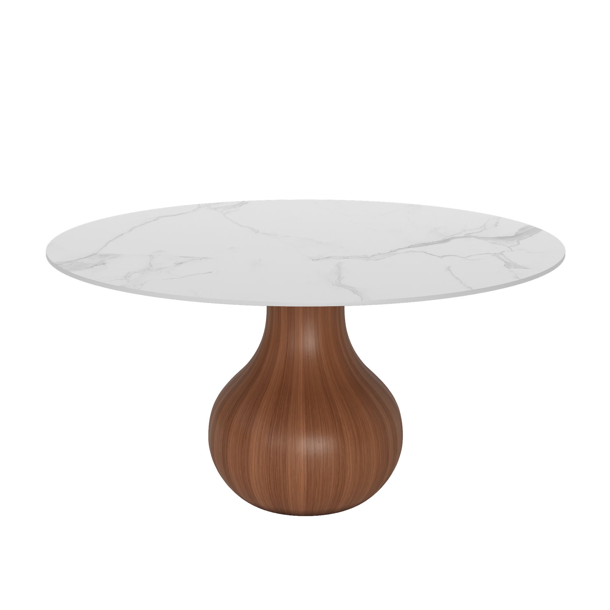 5-pieces Walnut-colored Aquarius Base Dining Table With Curved Backrest Dining Chairs