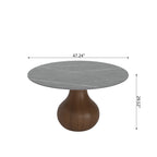5-pieces Grey Vase-shaped Base Dining Table With Armless Wood Dining Chairs