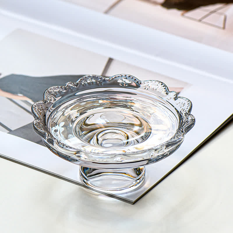 Lace-Edge Glass Pedestal Tray Ornament