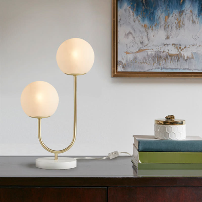 2-light Globe Table Lamp With Metal Base