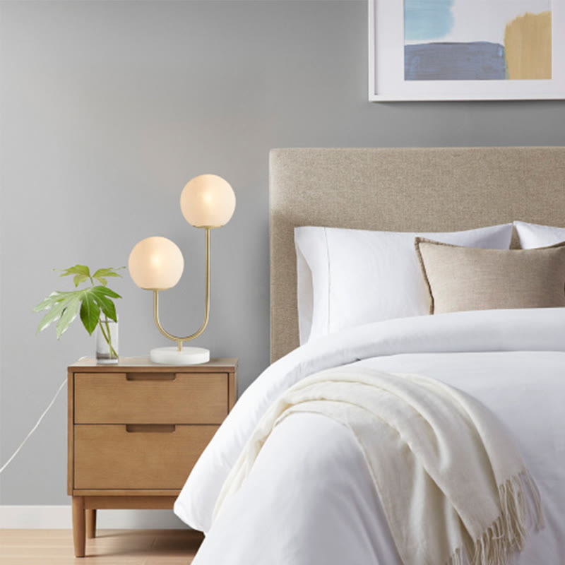 2-light Globe Table Lamp With Metal Base