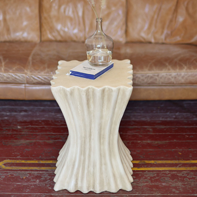 Roman Column Square Antique Finish Side Table