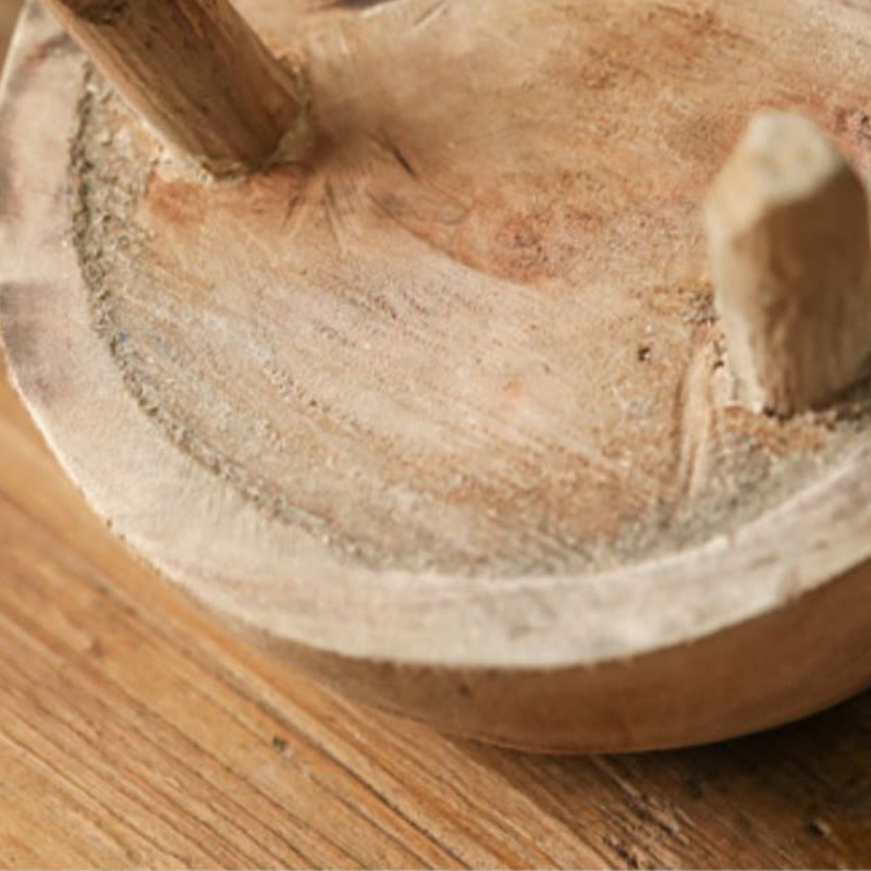 Wooden Round High-footed Tray