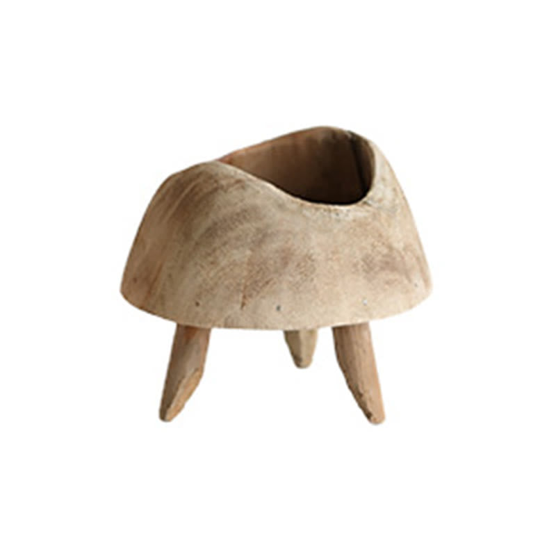 Wooden Round High-footed Tray