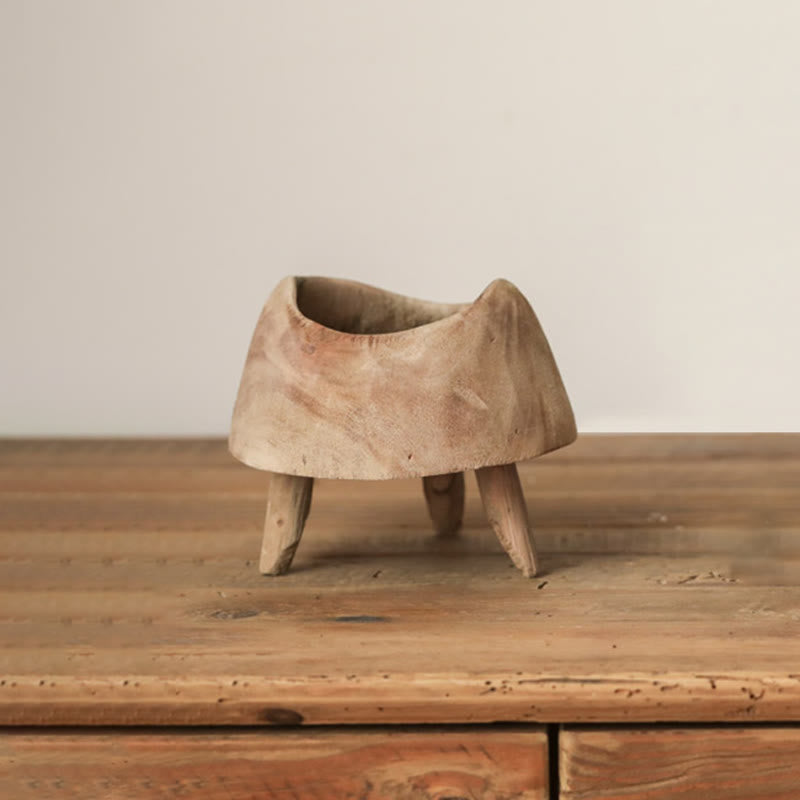 Wooden Round High-footed Tray