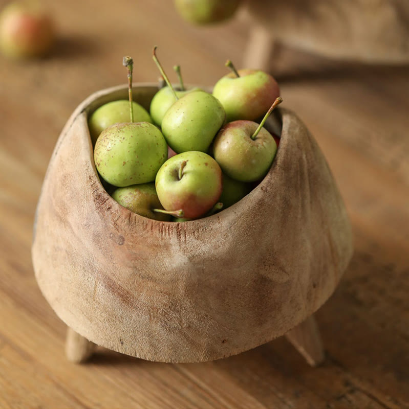 Wooden Round High-footed Tray