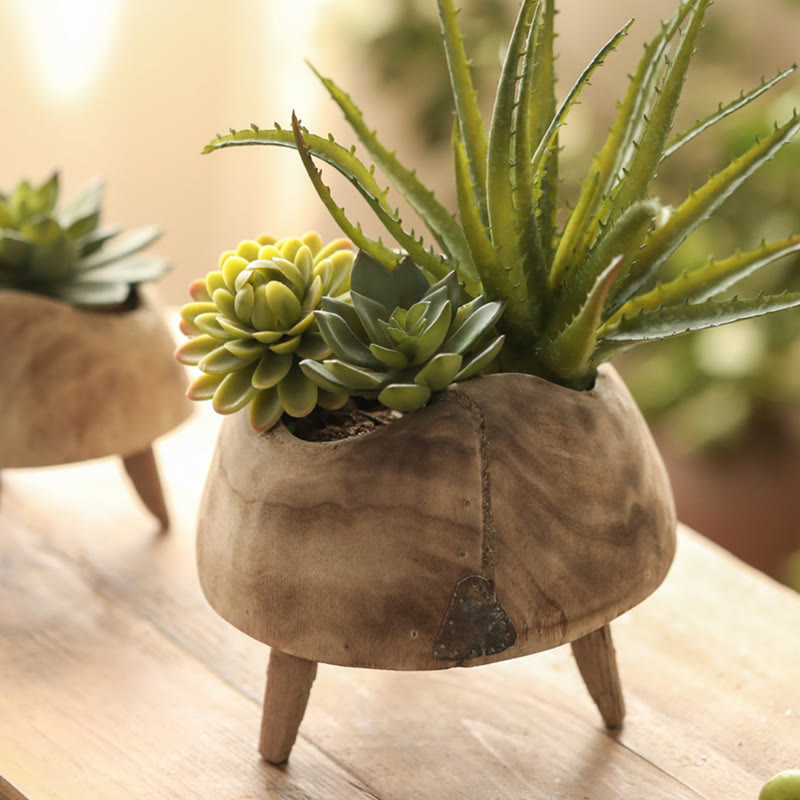 Wooden Round High-footed Tray