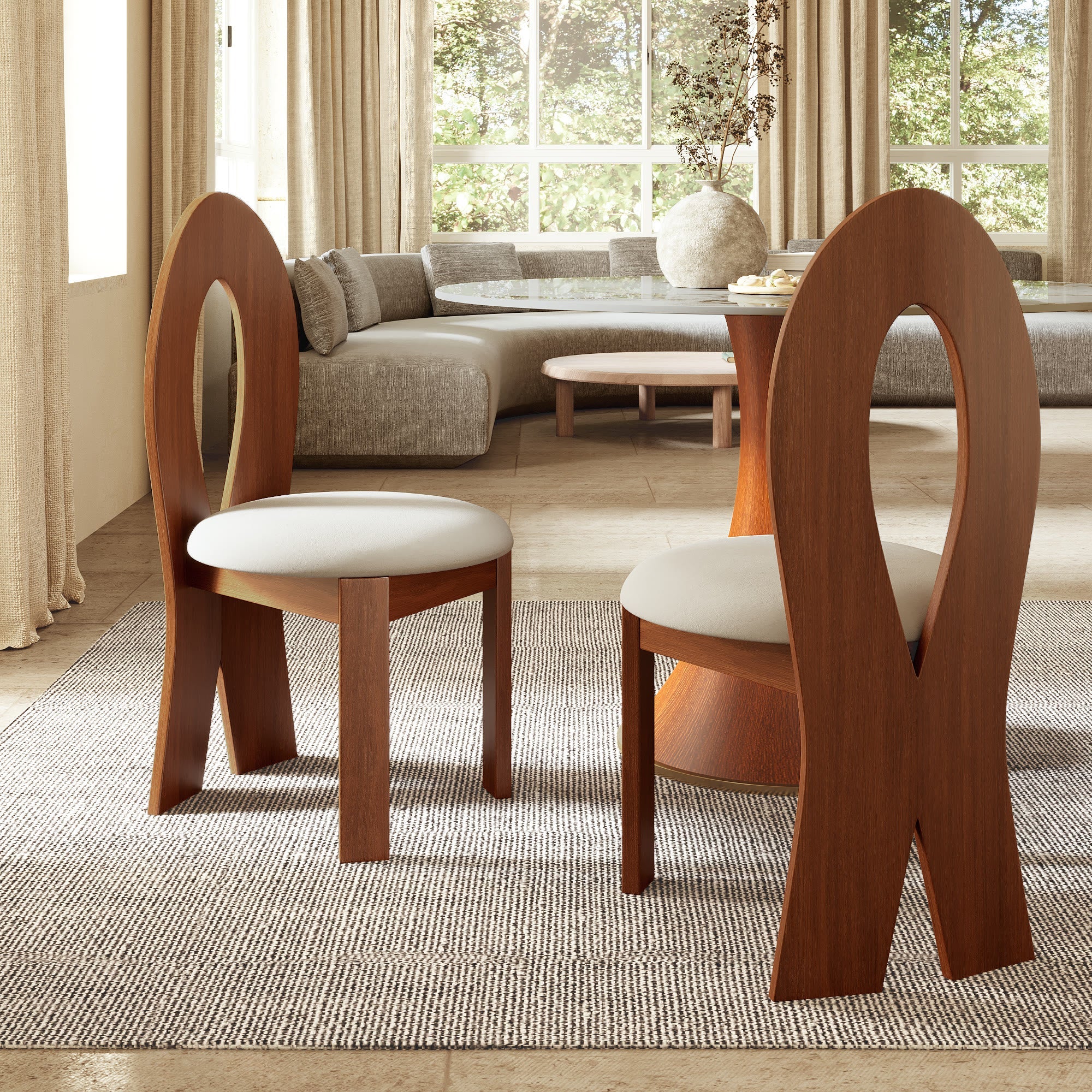 2x/4x/6x Hign-back Dining Chair With Velour Upholstery